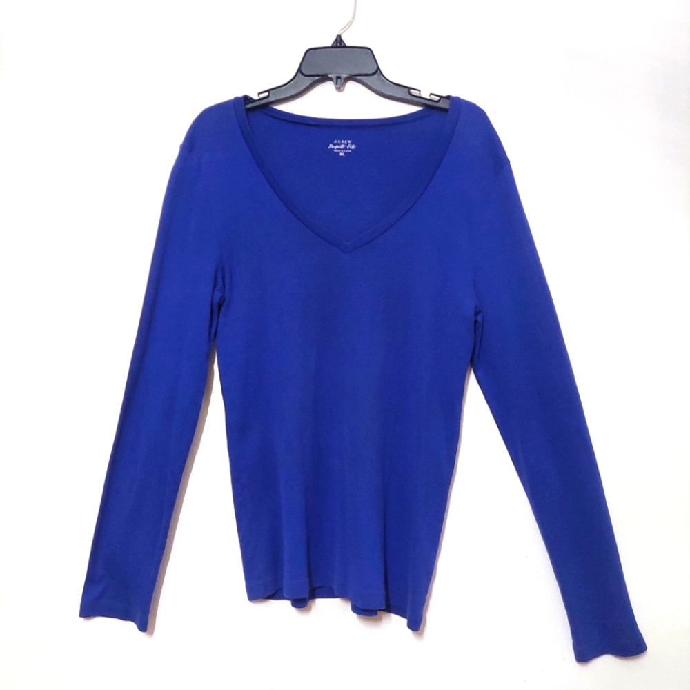 J. Crew Women's Blue V-Neck Blouse